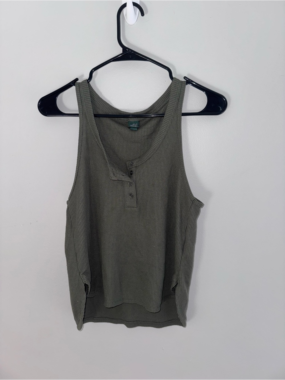 wild fable Olive Green Ribbed Henley Tank Top
